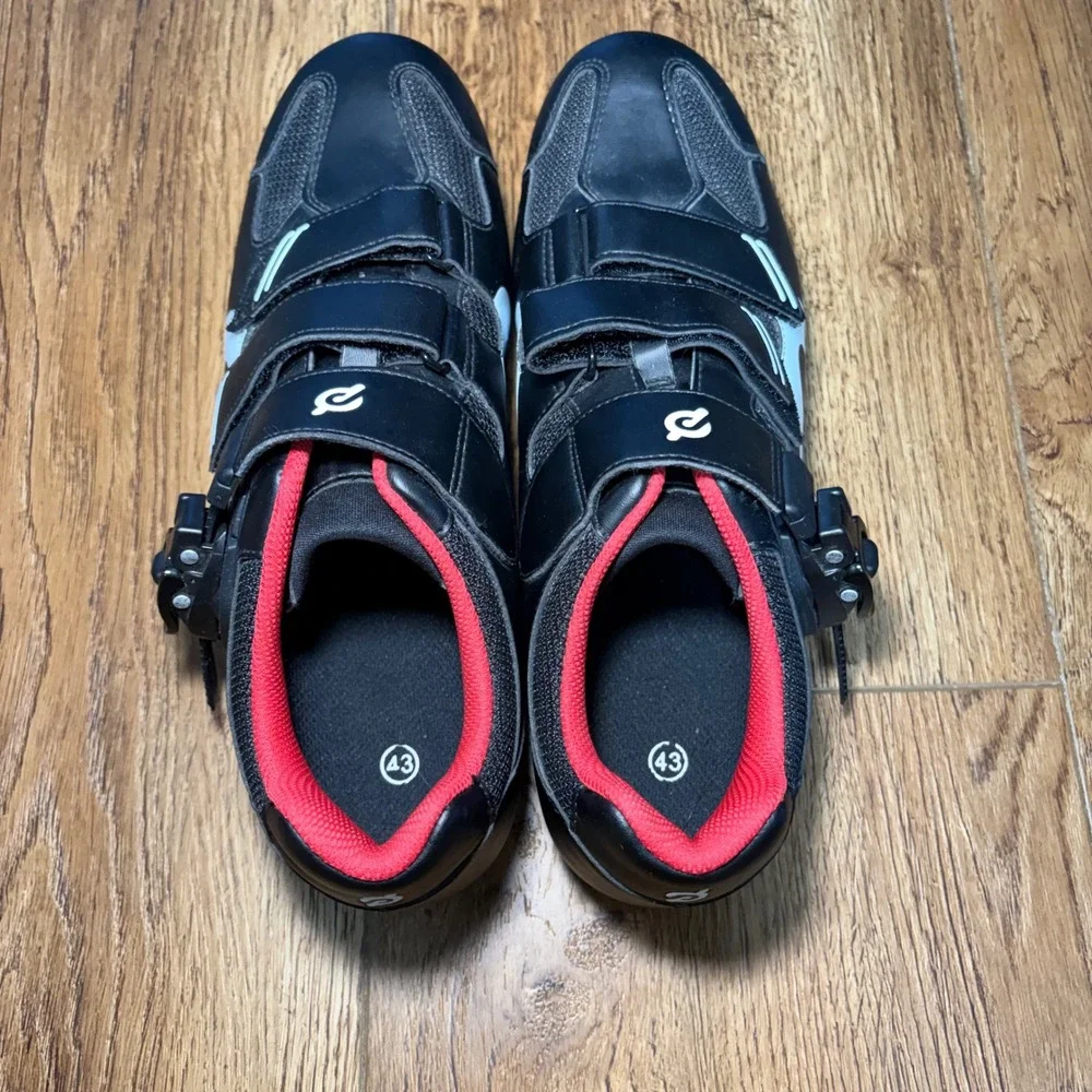 Peloton Cycling Shoes Black Red Size 43 Delta Cleats Mens US 10 Women's US 12‎